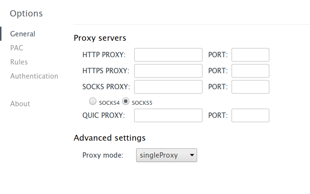 Giao diện tiện ích Proxy Helper trên trình duyệt Chrome và Chromium